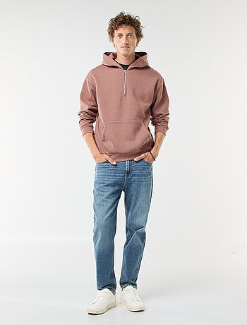 Sweatshirt em moletão com capuz com fecho na gola