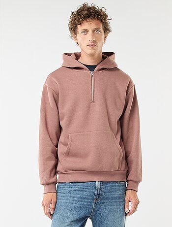 Sweatshirt em moletão com capuz com fecho na gola