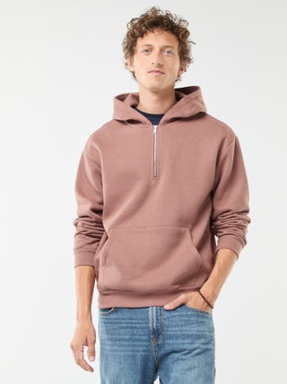 Sweatshirt em moletão com capuz com fecho na gola