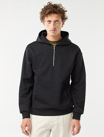 Sweatshirt em moletão com capuz com fecho na gola