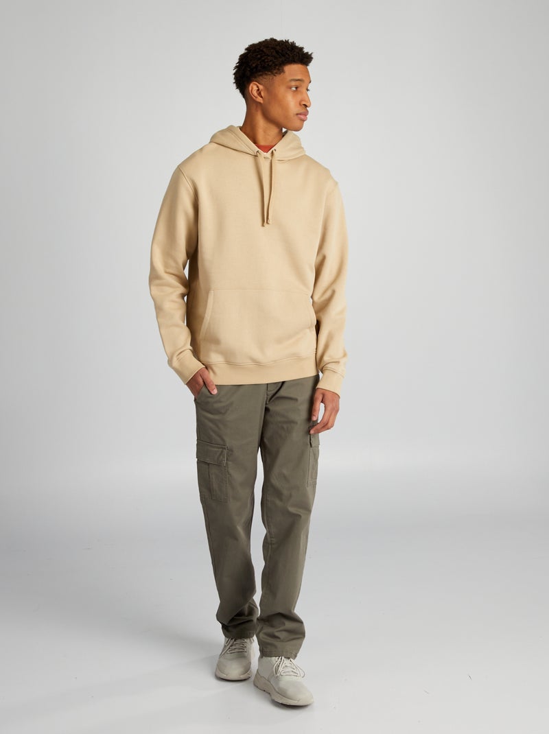 Sweatshirt em moletão com capuz (+ de 1,90 m) BEGE - Kiabi