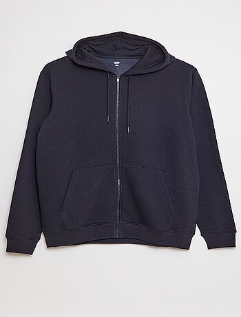 Sweatshirt em moletão com capuz e fecho de correr