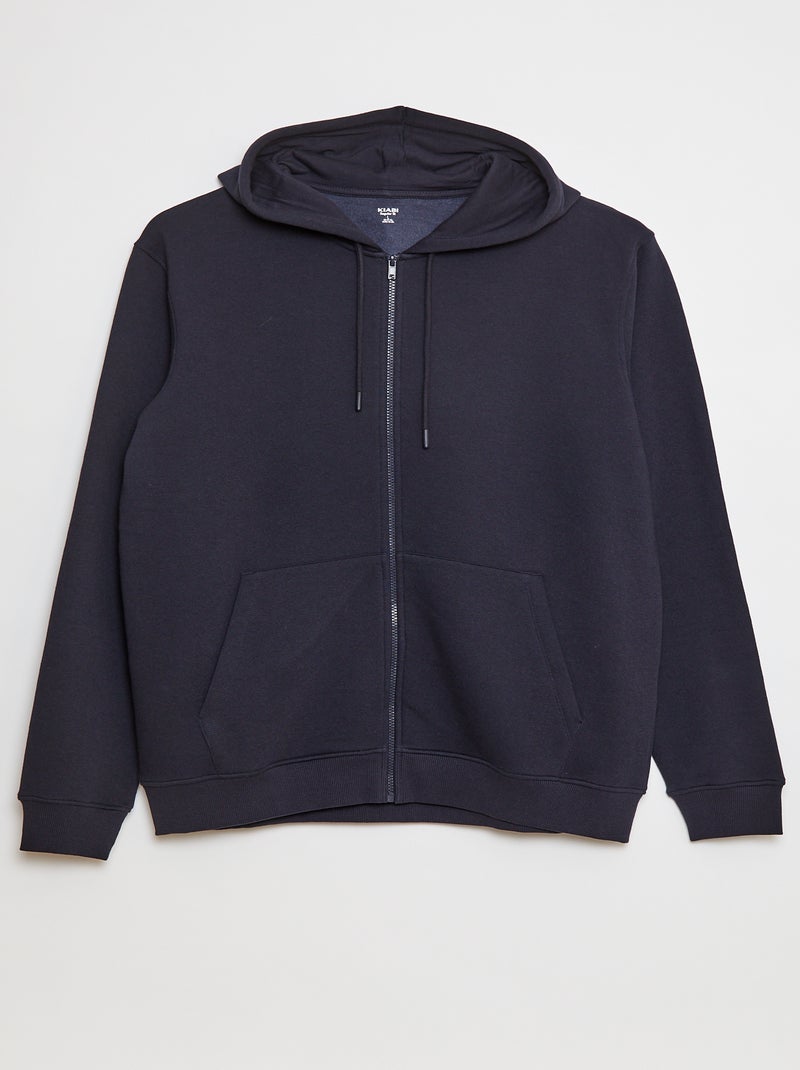 Sweatshirt em moletão com capuz e fecho de correr Azul - Kiabi