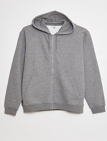 Sweatshirt em moletão com capuz e fecho de correr