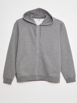 Sweatshirt em moletão com capuz e fecho de correr