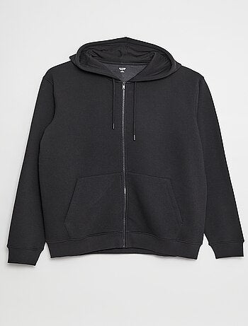 Sweatshirt em moletão com capuz e fecho de correr