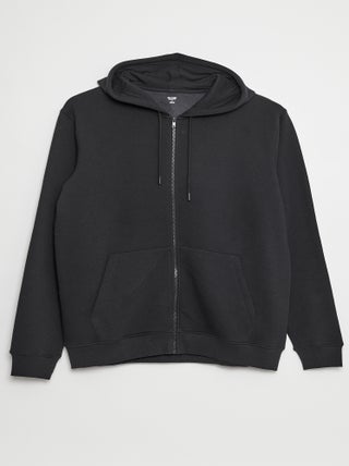 Sweatshirt em moletão com capuz e fecho de correr