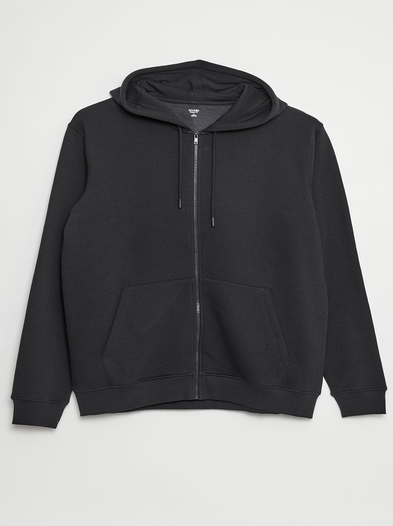 Sweatshirt em moletão com capuz e fecho de correr Preto - Kiabi