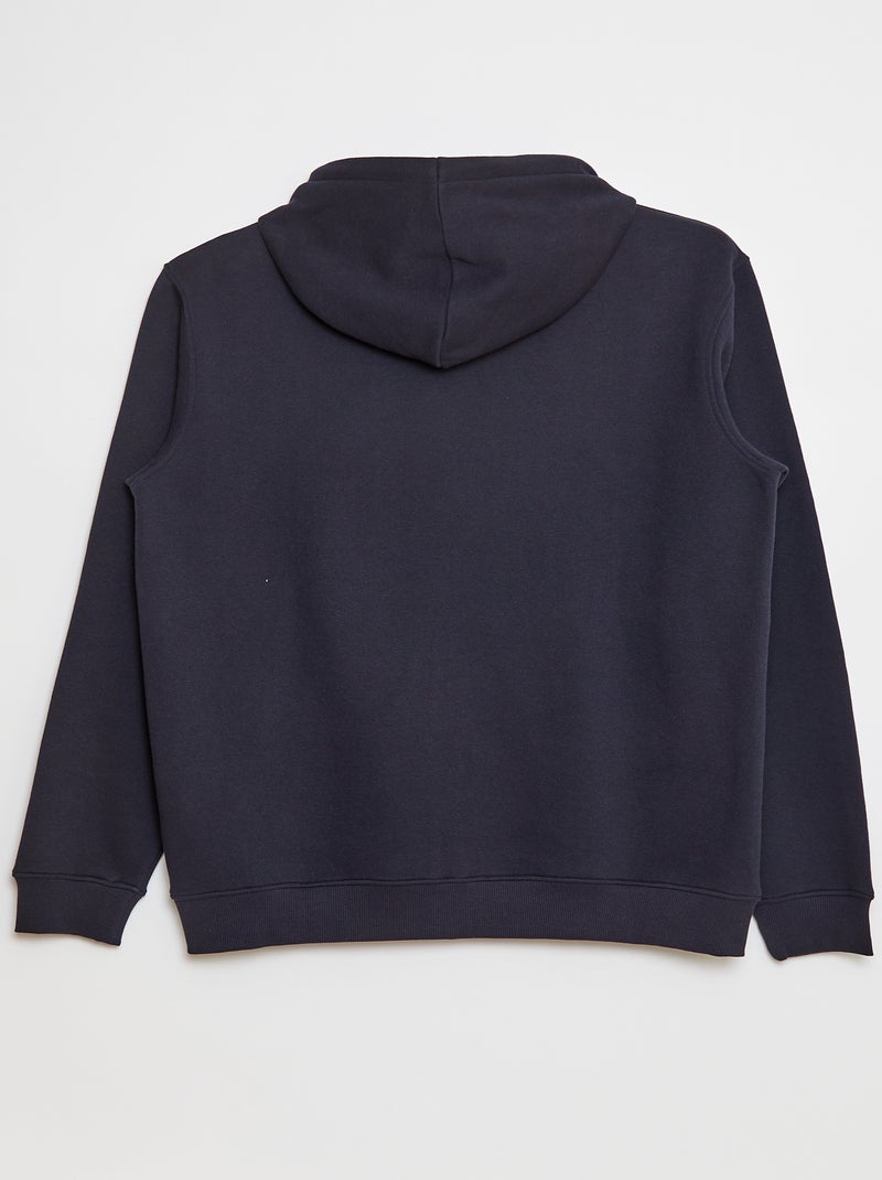 Sweatshirt em moletão com capuz e fecho de correr Preto - Kiabi