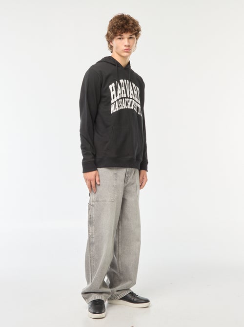 Sweatshirt em moletão com capuz 'Harvard' com estampado frente/verso - Kiabi