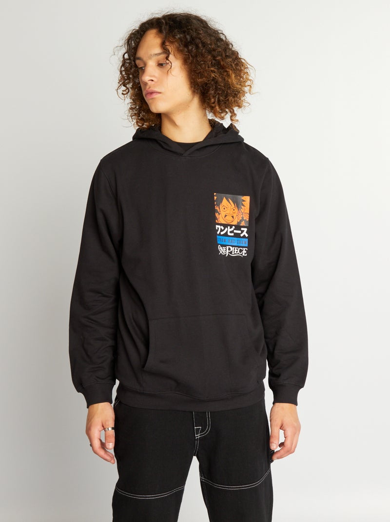 Sweatshirt em moletão com capuz 'One Piece' Preto - Kiabi