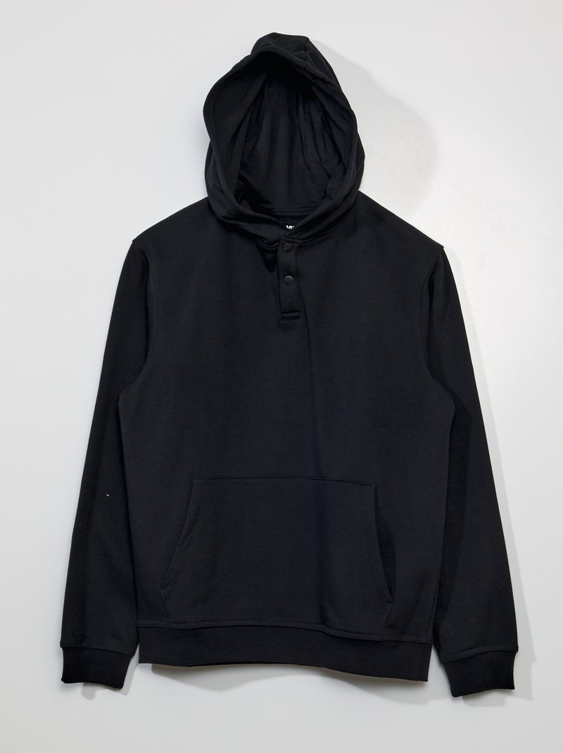 Sweatshirt em moletão com capuz Preto - Kiabi