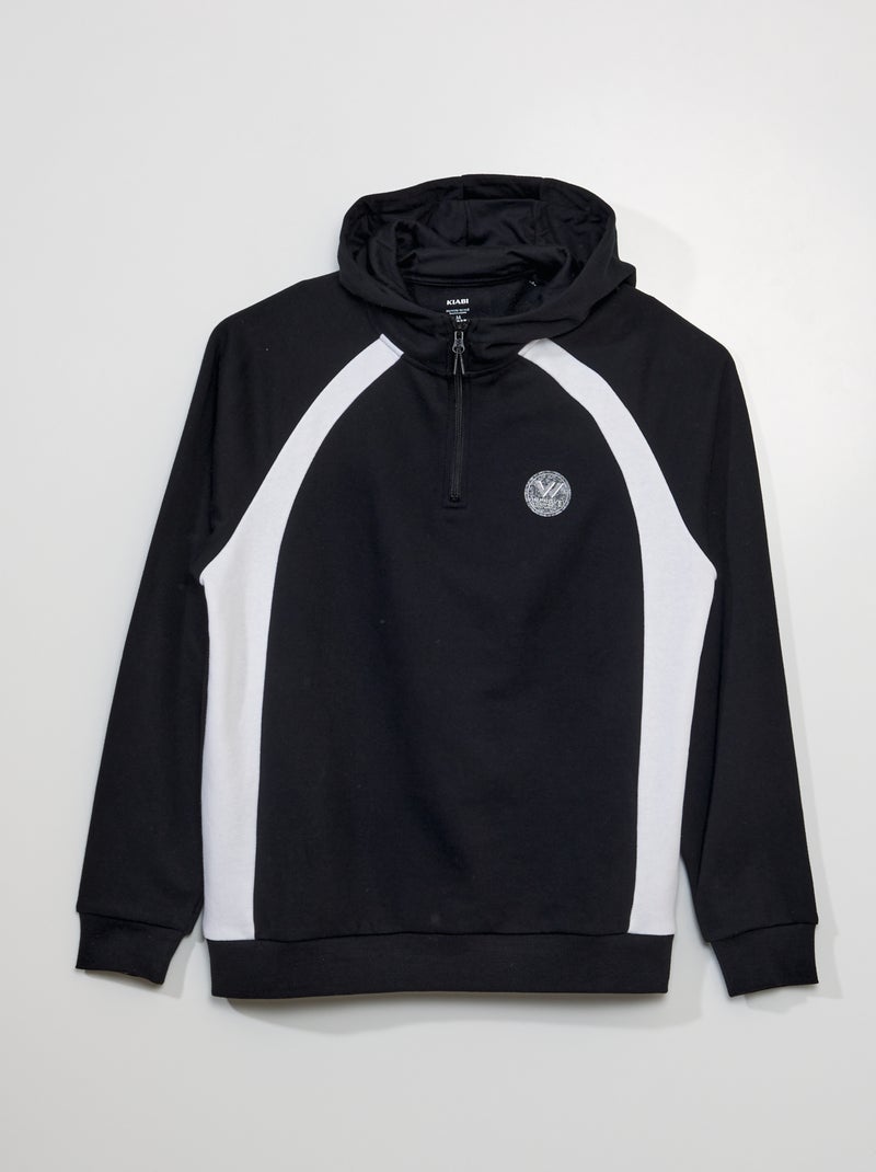 Sweatshirt em moletão com capuz PRETO - Kiabi