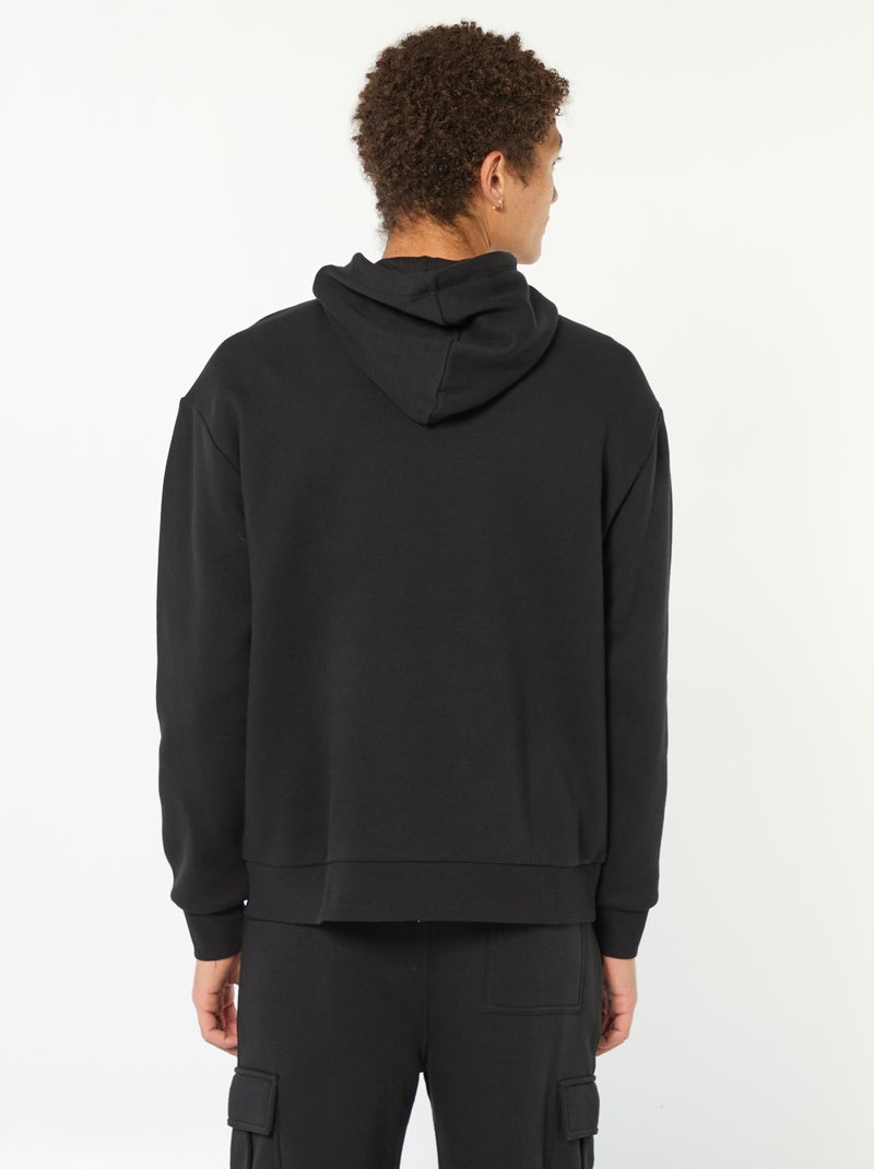 Sweatshirt em moletão com capuz Preto - Kiabi