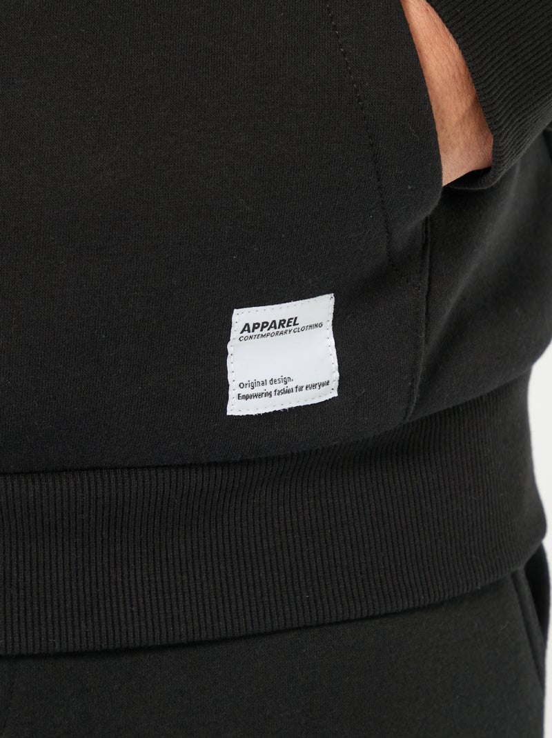 Sweatshirt em moletão com capuz Preto - Kiabi