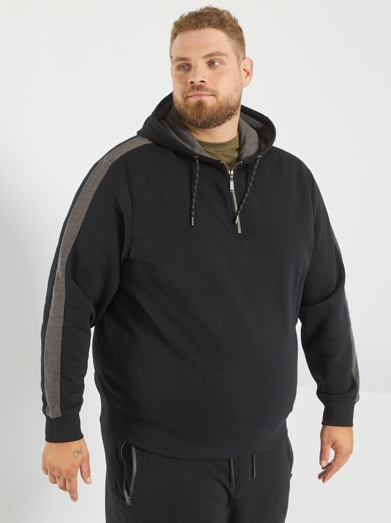 Sweatshirt em moletão com capuz Preto - Kiabi