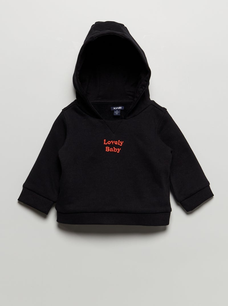 Sweatshirt em moletão com capuz PRETO - Kiabi