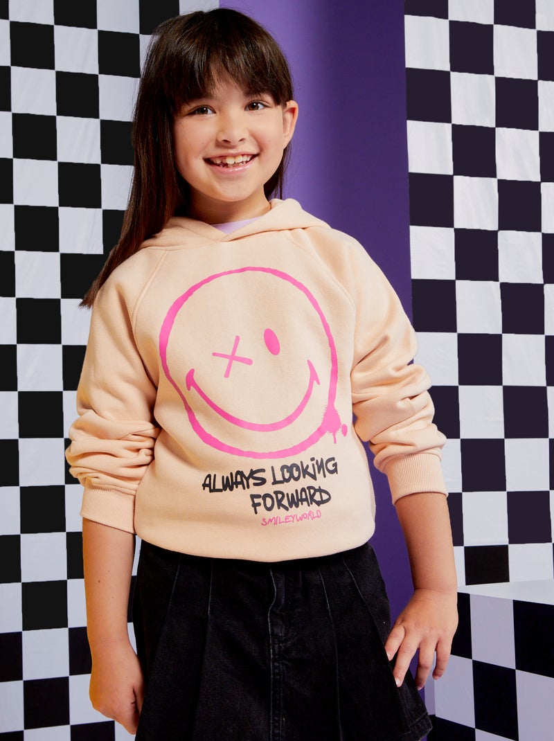 Sweatshirt em moletão com capuz 'SmileyWorld' BEGE - Kiabi