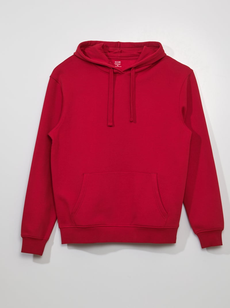 Sweatshirt em moletão com capuz VERMELHO - Kiabi