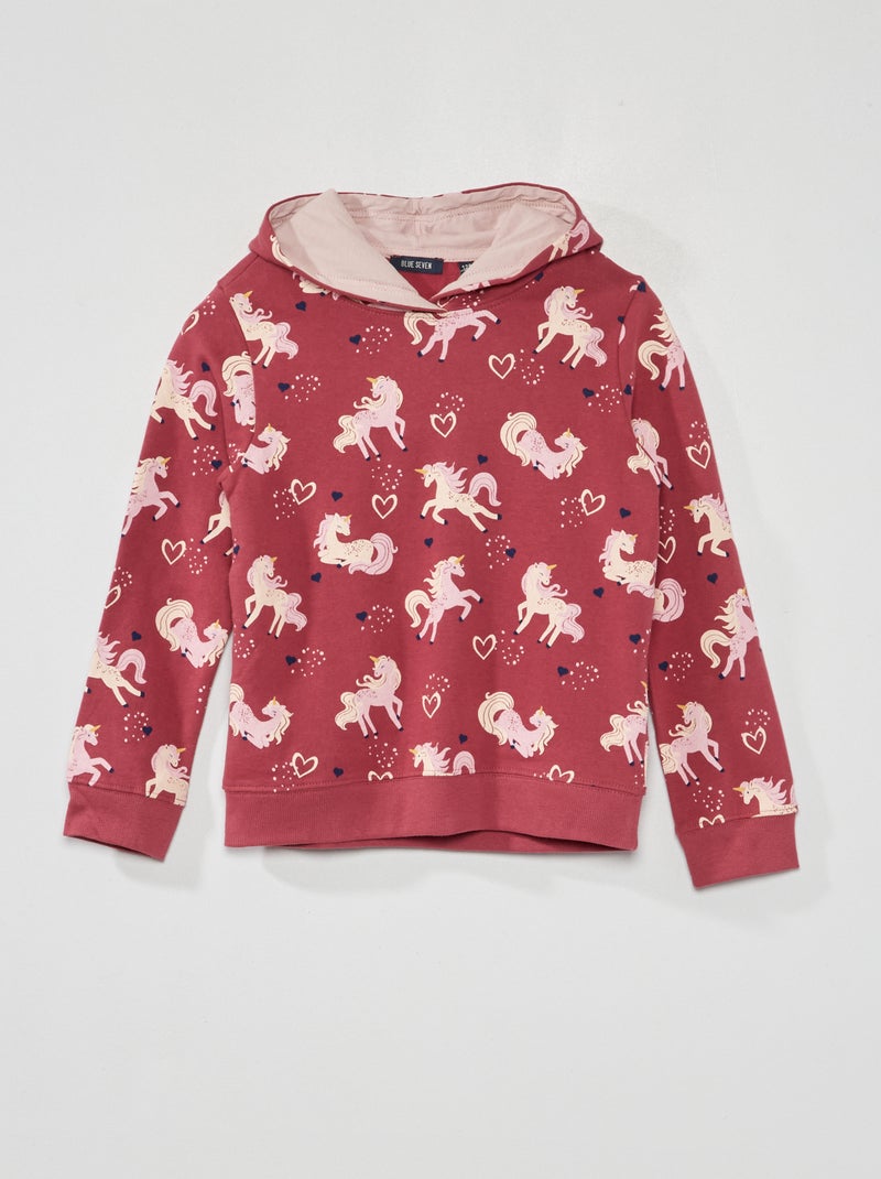 Sweatshirt em moletão com capuz VERMELHO - Kiabi