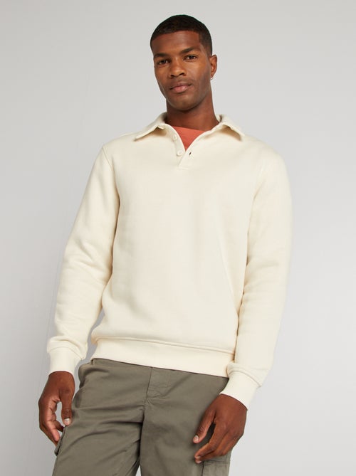 Sweatshirt em moletão com colarinho de polo - Kiabi