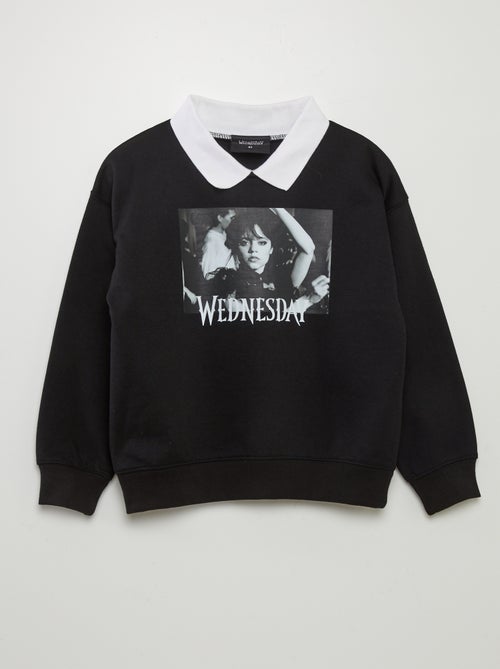 Sweatshirt em moletão com colarinho de polo 'Wednesday' - Kiabi