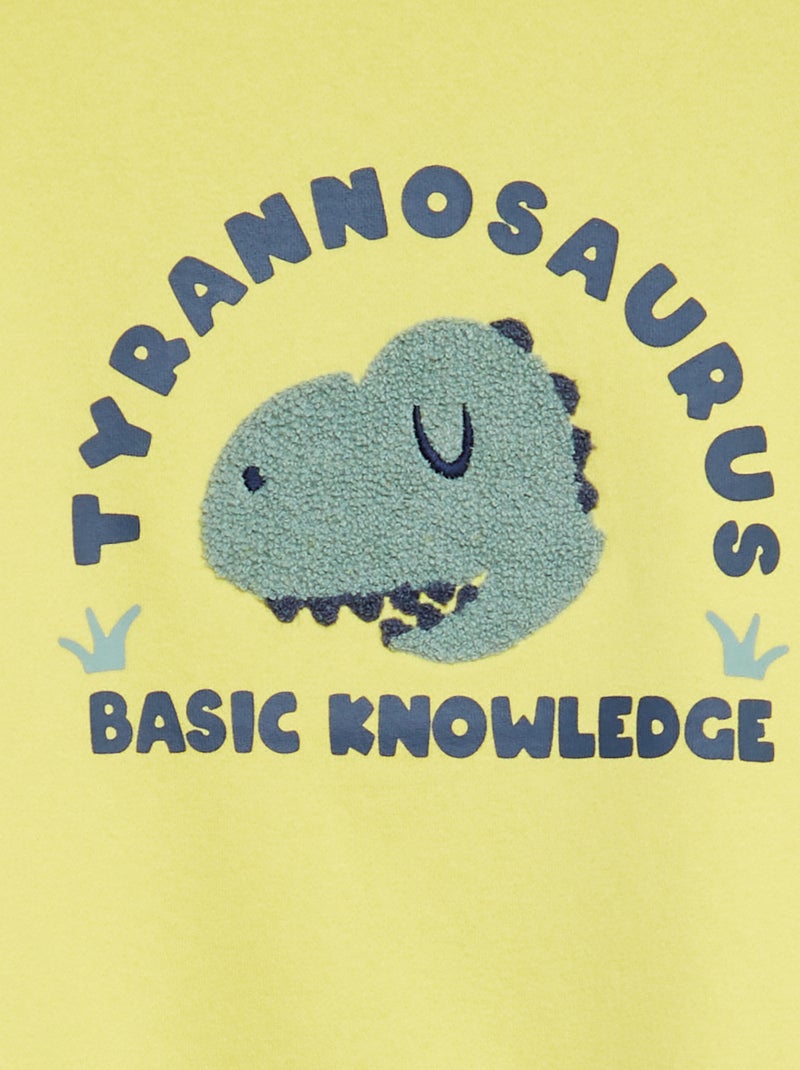 Sweatshirt em moletão com desenho em malha trama AMARELO - Kiabi