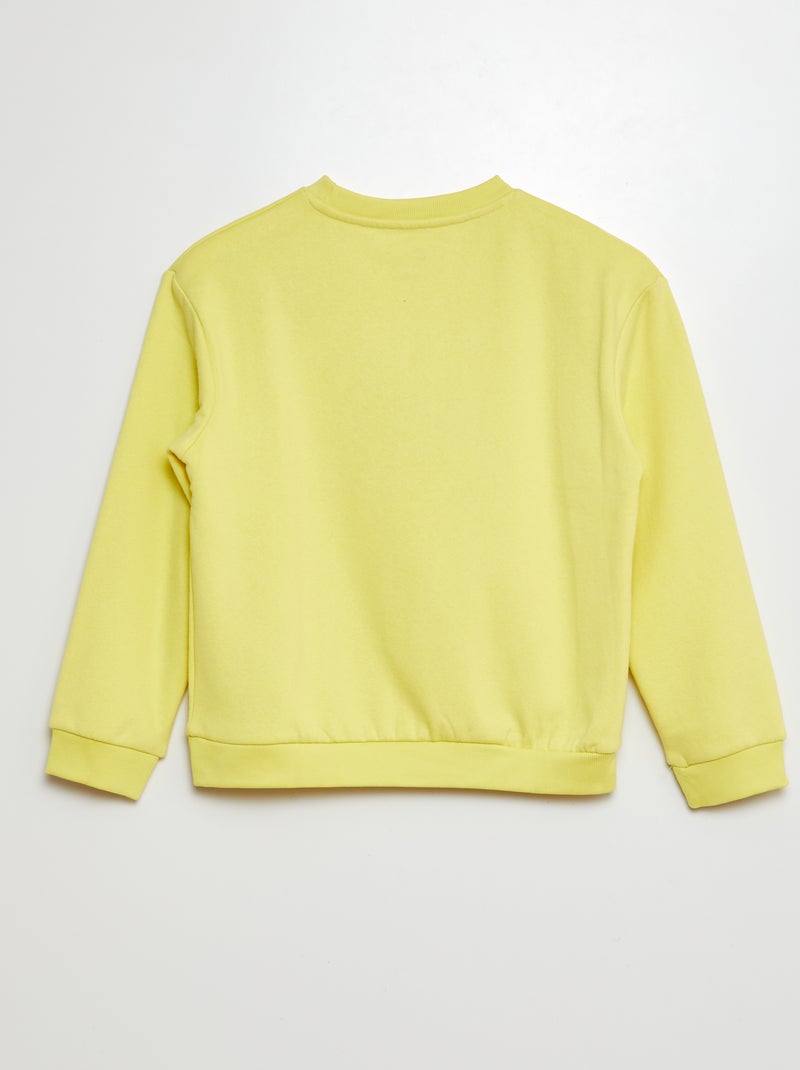 Sweatshirt em moletão com desenho em malha trama AMARELO - Kiabi
