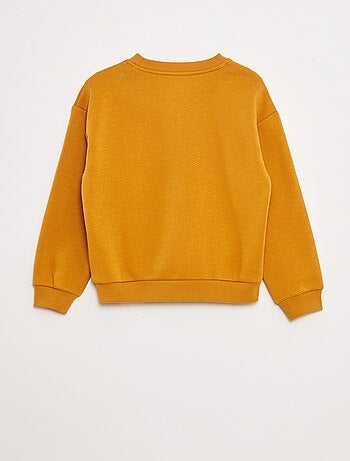 Sweatshirt em moletão com desenho em malha trama