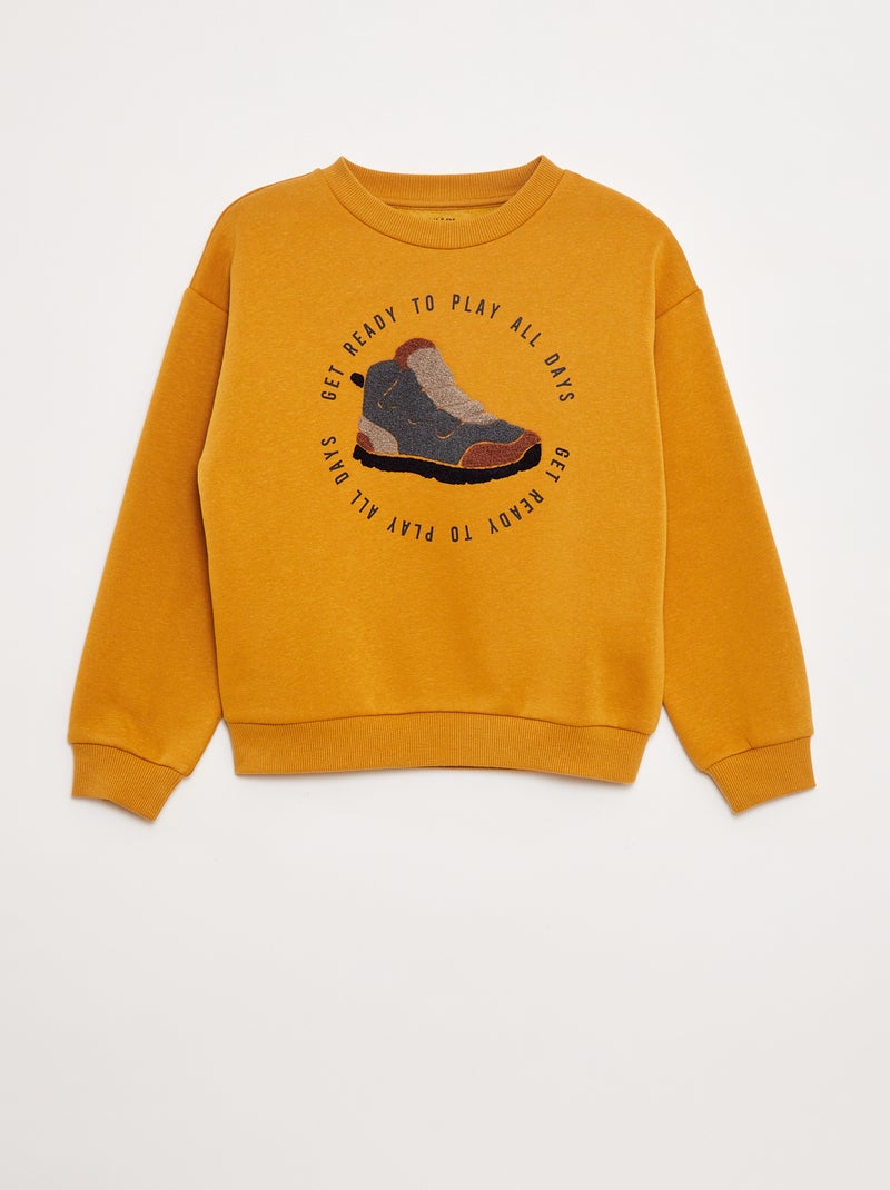 Sweatshirt em moletão com desenho em malha trama Amarelo - Kiabi