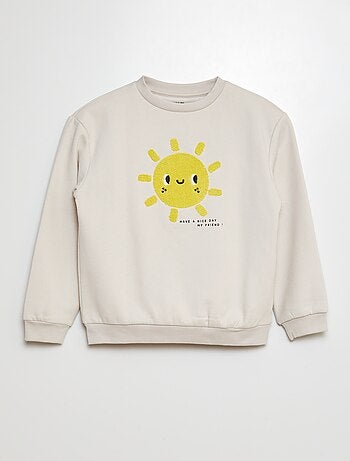 Sweatshirt em moletão com desenho em malha trama