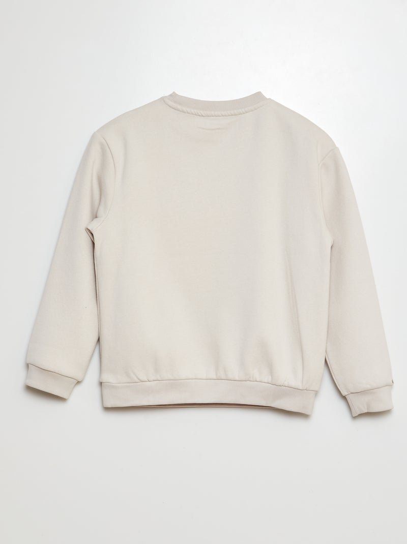 Sweatshirt em moletão com desenho em malha trama BEGE - Kiabi