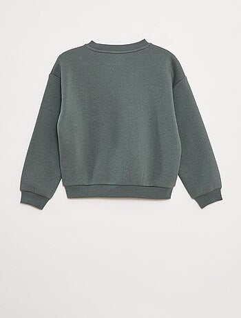 Sweatshirt em moletão com desenho em malha trama