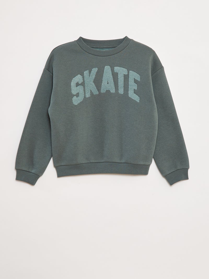 Sweatshirt em moletão com desenho em malha trama Verde - Kiabi