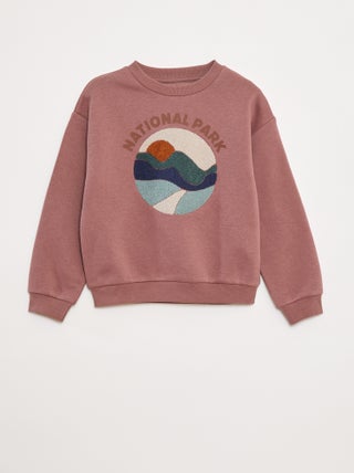 Sweatshirt em moletão com desenho em malha trama