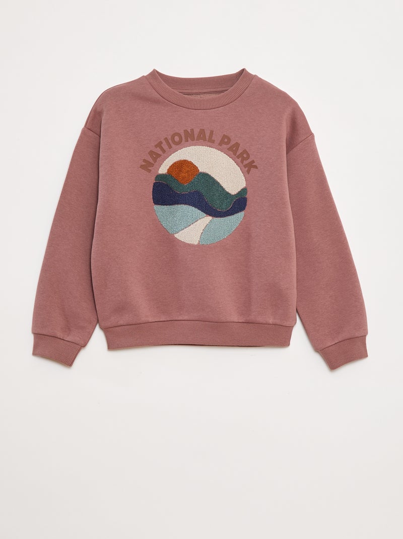 Sweatshirt em moletão com desenho em malha trama Violeta - Kiabi