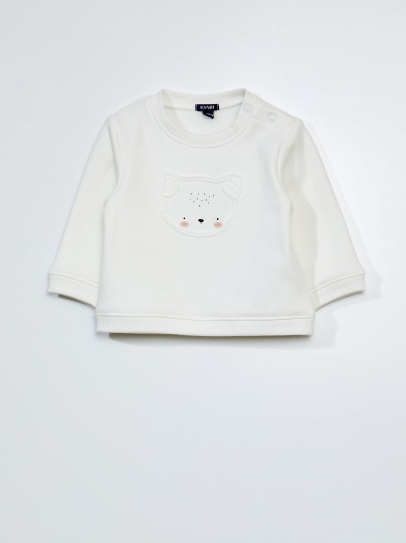 Sweatshirt em moletão com estampa - Sempre + suave BRANCO - Kiabi