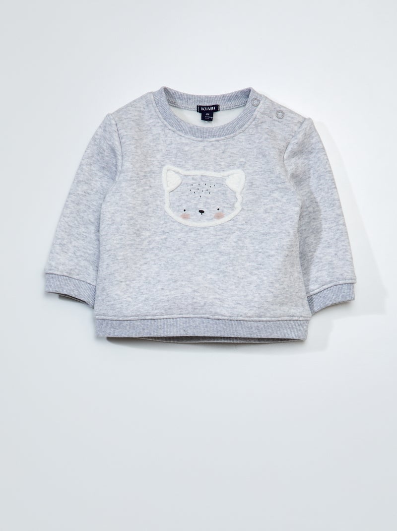 Sweatshirt em moletão com estampa - Sempre + suave CINZA - Kiabi