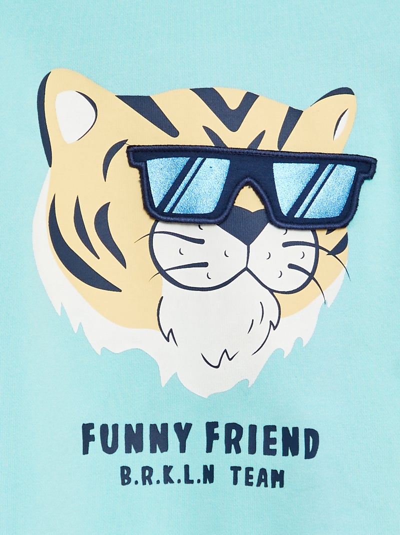 Sweatshirt em moletão com estampa à frente AZUL - Kiabi