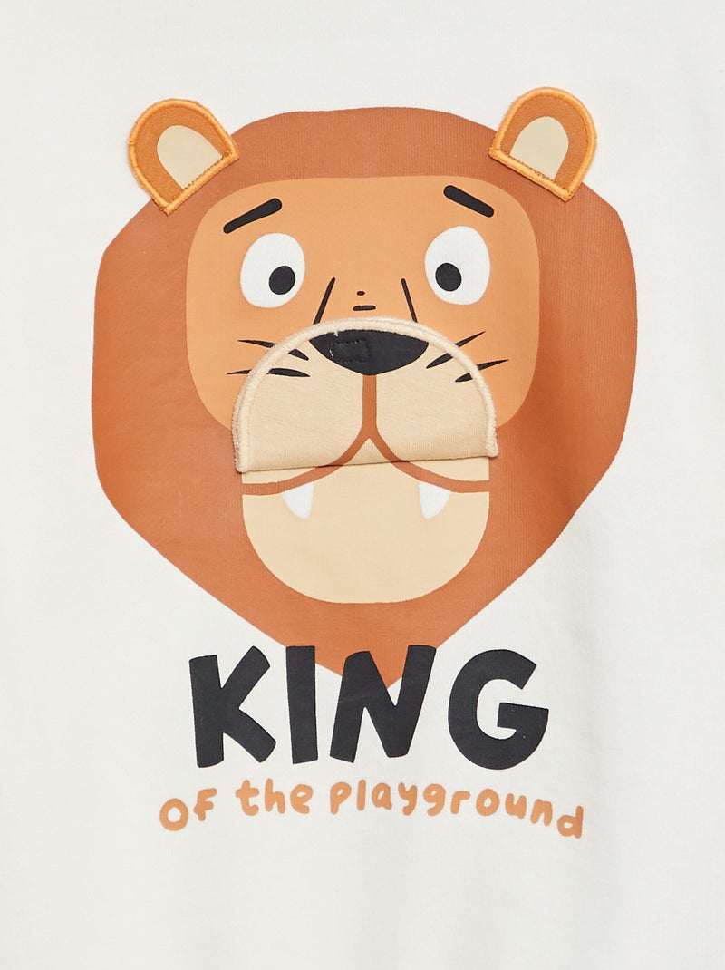 Sweatshirt em moletão com estampa à frente BEGE - Kiabi