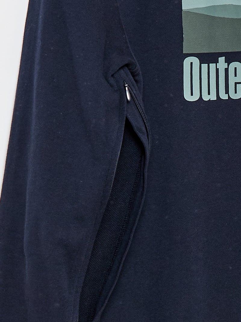 Sweatshirt em moletão com estampado - Fácil de Vestir Azul - Kiabi
