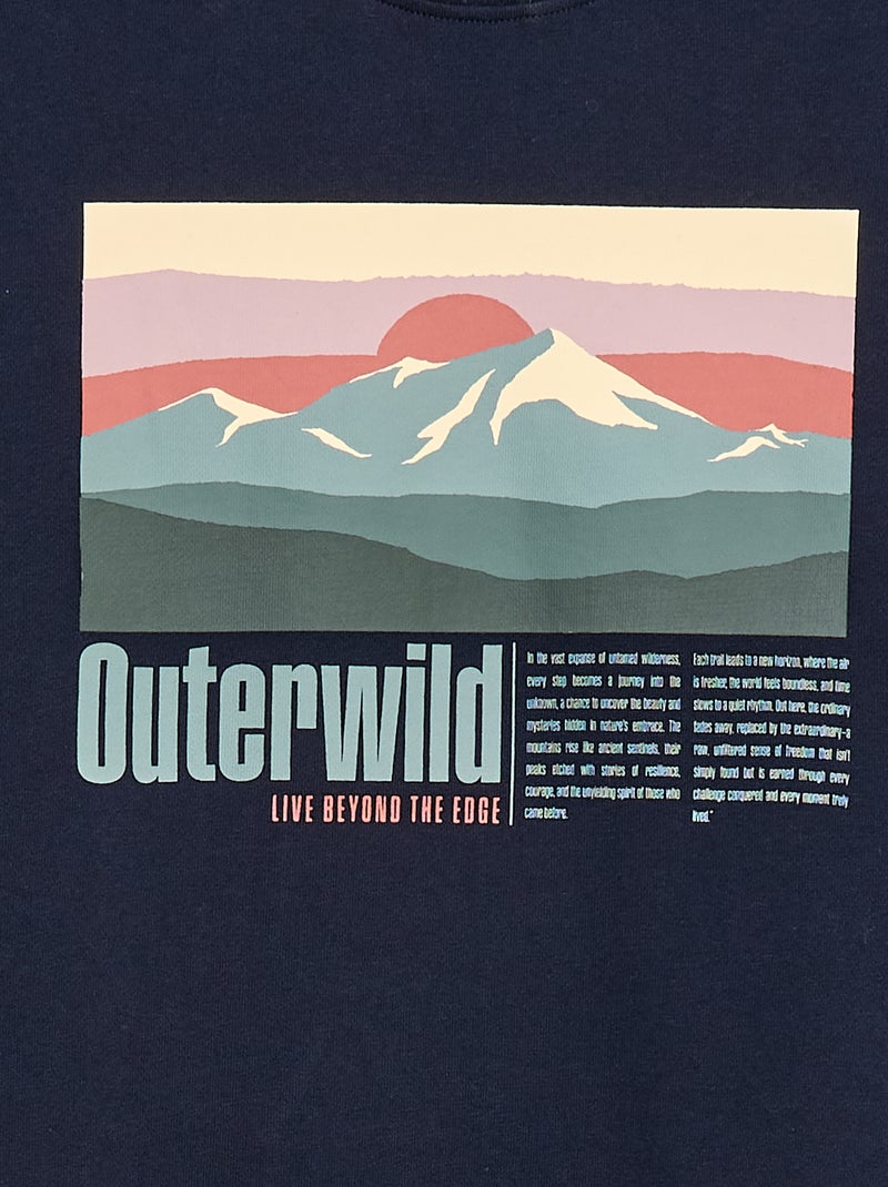 Sweatshirt em moletão com estampado - Fácil de Vestir Azul - Kiabi