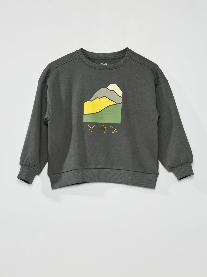 Sweatshirt em moletão com estampado  - Unissexo VERDE - Kiabi