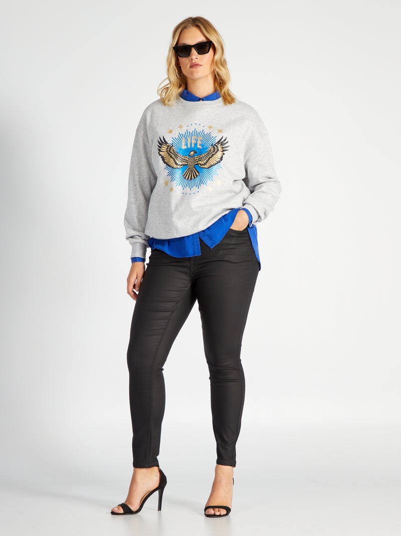 Sweatshirt em moletão com estampado à frente CINZA - Kiabi