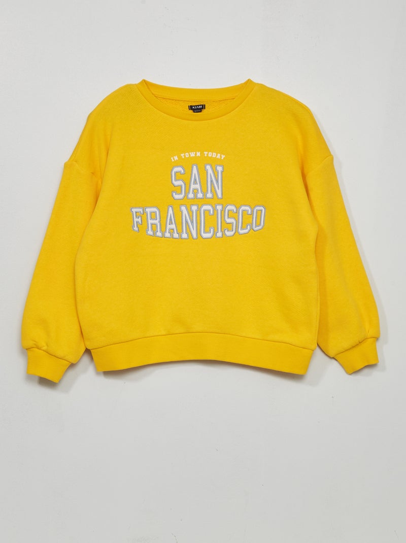 Sweatshirt em moletão com estampado AMARELO - Kiabi