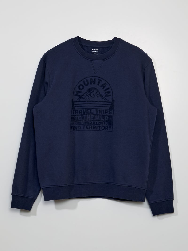 Sweatshirt em moletão com estampado AZUL - Kiabi
