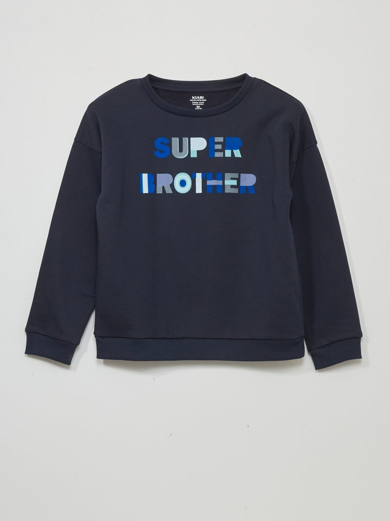 Sweatshirt em moletão com estampado AZUL - Kiabi