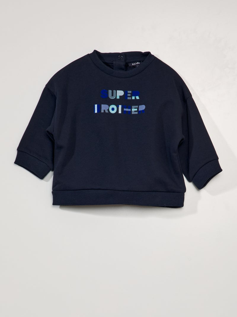 Sweatshirt em moletão com estampado AZUL - Kiabi