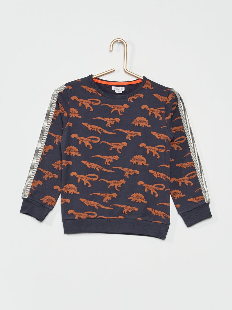 Sweatshirt em moletão com estampado Azul Marinho - Kiabi