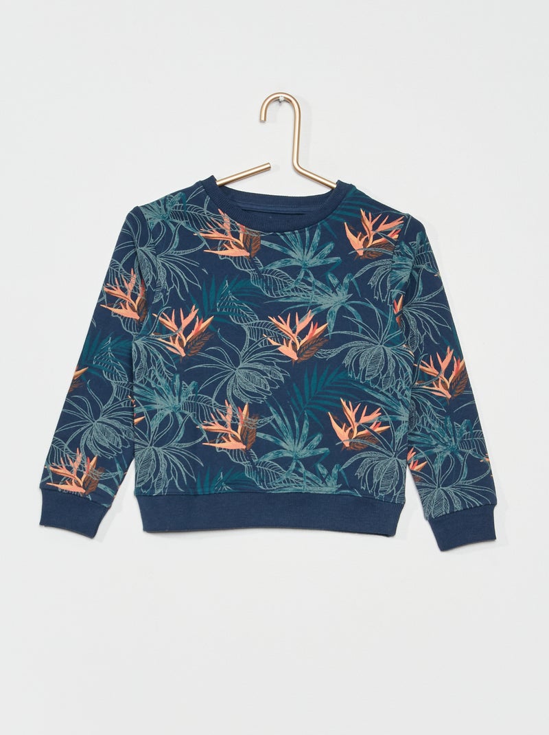 Sweatshirt em moletão com estampado Azul Marinho - Kiabi